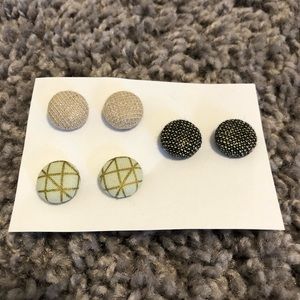 Set of 3 Button Earrings